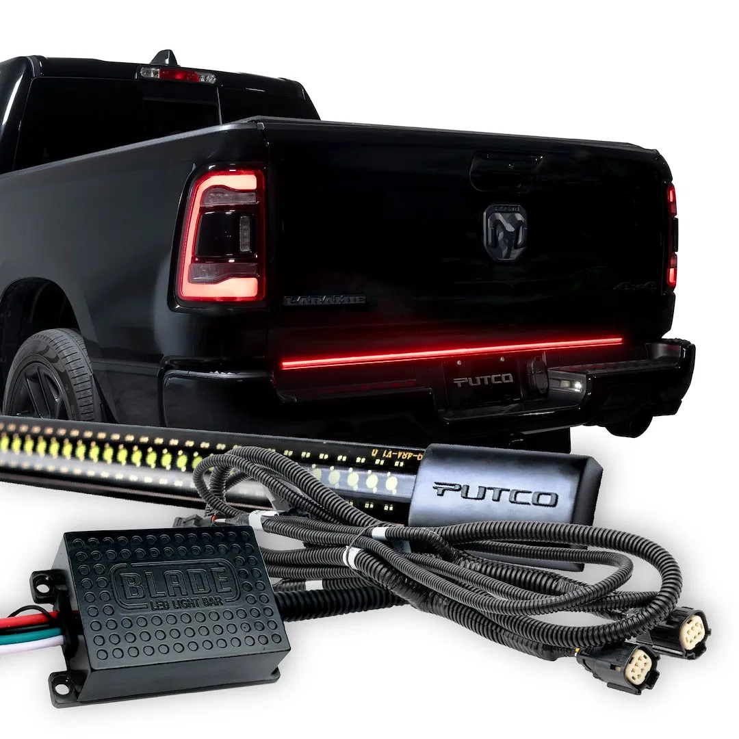 9212060-44 – PUTCO Tailgate Light, 60 Inch Flexible Light Bar Clear Lens Red Running/ Red Turn Signal/ White Reverse/...
